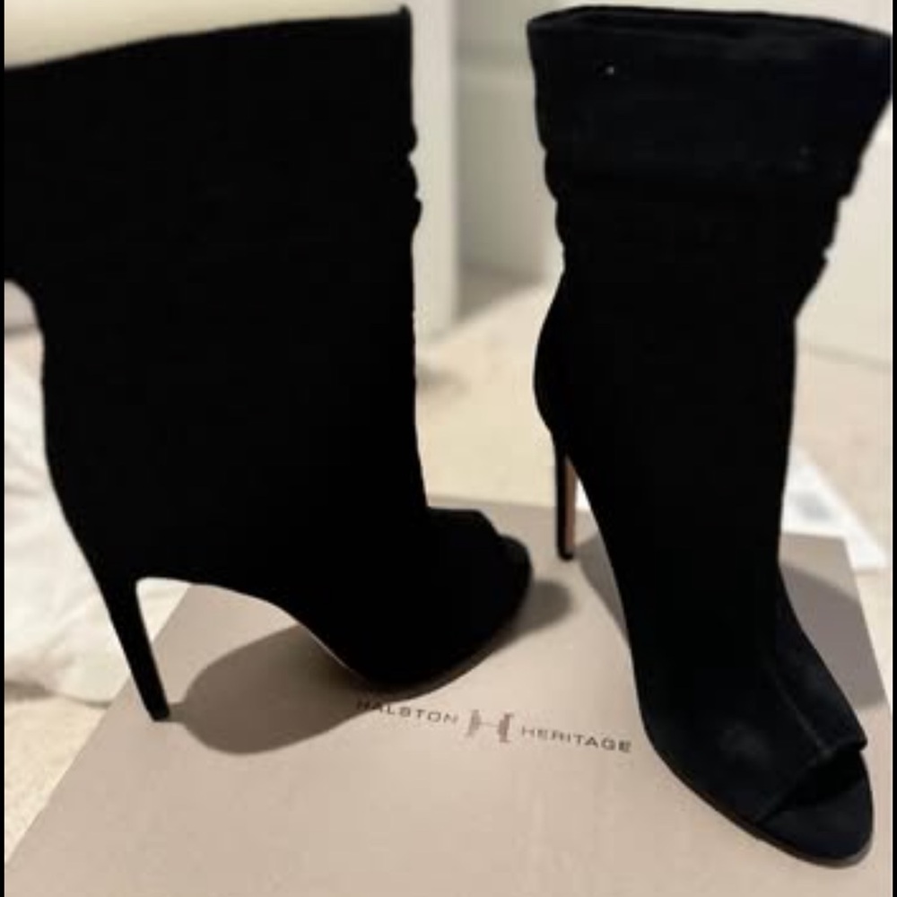 Black Peep-Toe Stiletto Boots